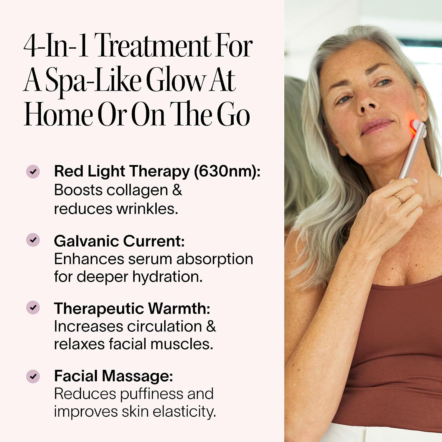 Solawave 4-in-1 Red Light Therapy Wand + Activating Serum | LED Skincare Device for Face & Neck | Facial Tool with Galvanic Current, Massage & Therapeutic Warmth | Reduces Appearance of Fine Lines