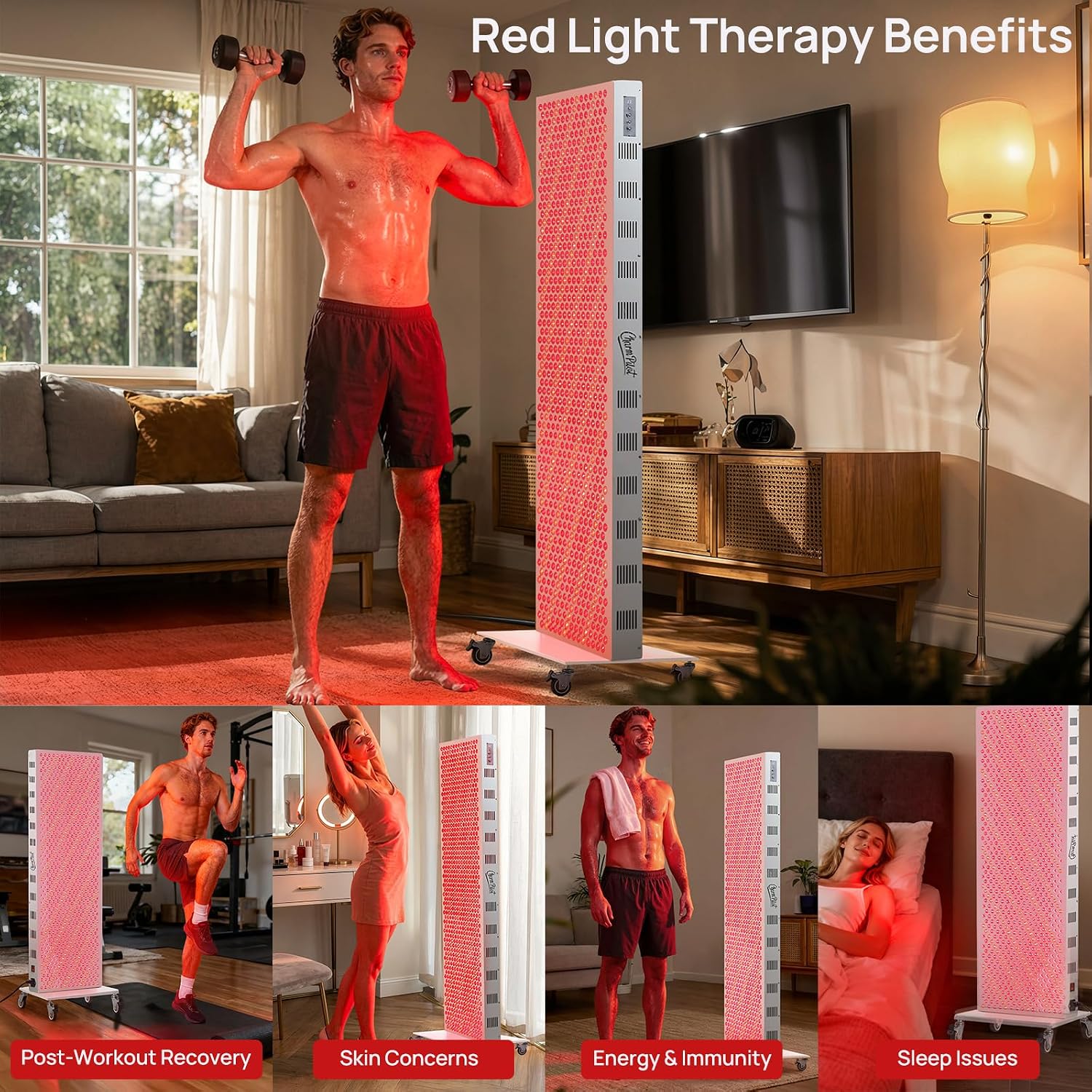 Red Light Therapy Panel for Body, 7 Wavelengths (630, 660, 780, 810, 850, 940, 1060 nm), 899LEDs, Near‑Infrared Light Wellness Device with Adjustable Intensity, Home Use