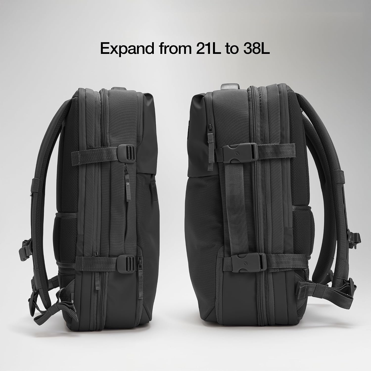 Incase A.R.C. Travel Backpack 38L – Expandable Carry On Luggage, Fits up to 17' Laptop – Butterfly Opening, Quick Access Pocket, Shoe Storage – Airplane Travel Essentials, Weekend Bag – Black