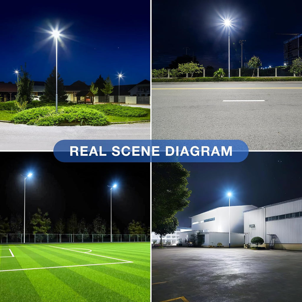 OKPRO 12000W Split-Type Solar Street Light Outdoor – High-Brightness LED, 6500K Dusk to Dawn, IP66 Waterproof with Remote, Commercial & Industrial Lighting for Parking Lots, Farms, Sports Fields