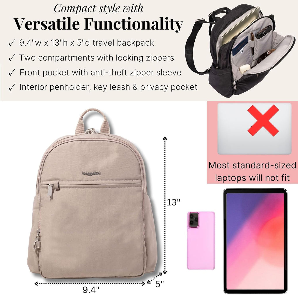 Securtex Anti-Theft Getaway Backpack - 9.4'x13'x5' Travel Safe Bag w/Locking Zippers, Slash-Resistant, RFID