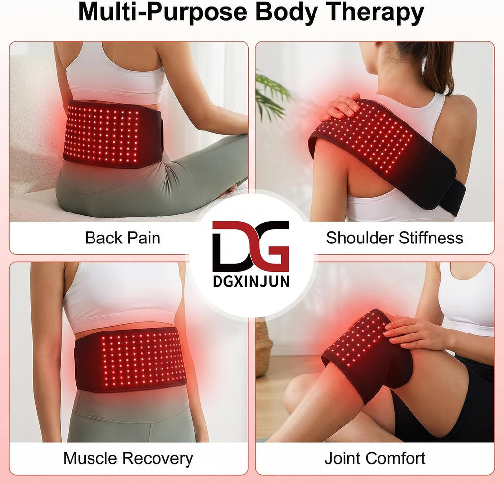 DGXINJUN Red Light Therapy Belt for Body, Infrared Light Therapy Wrap, Wearable Light Wrap for Lower Back Pain Relief Waist Belly Joint Muscle for Daily Comfort & Wellness Support