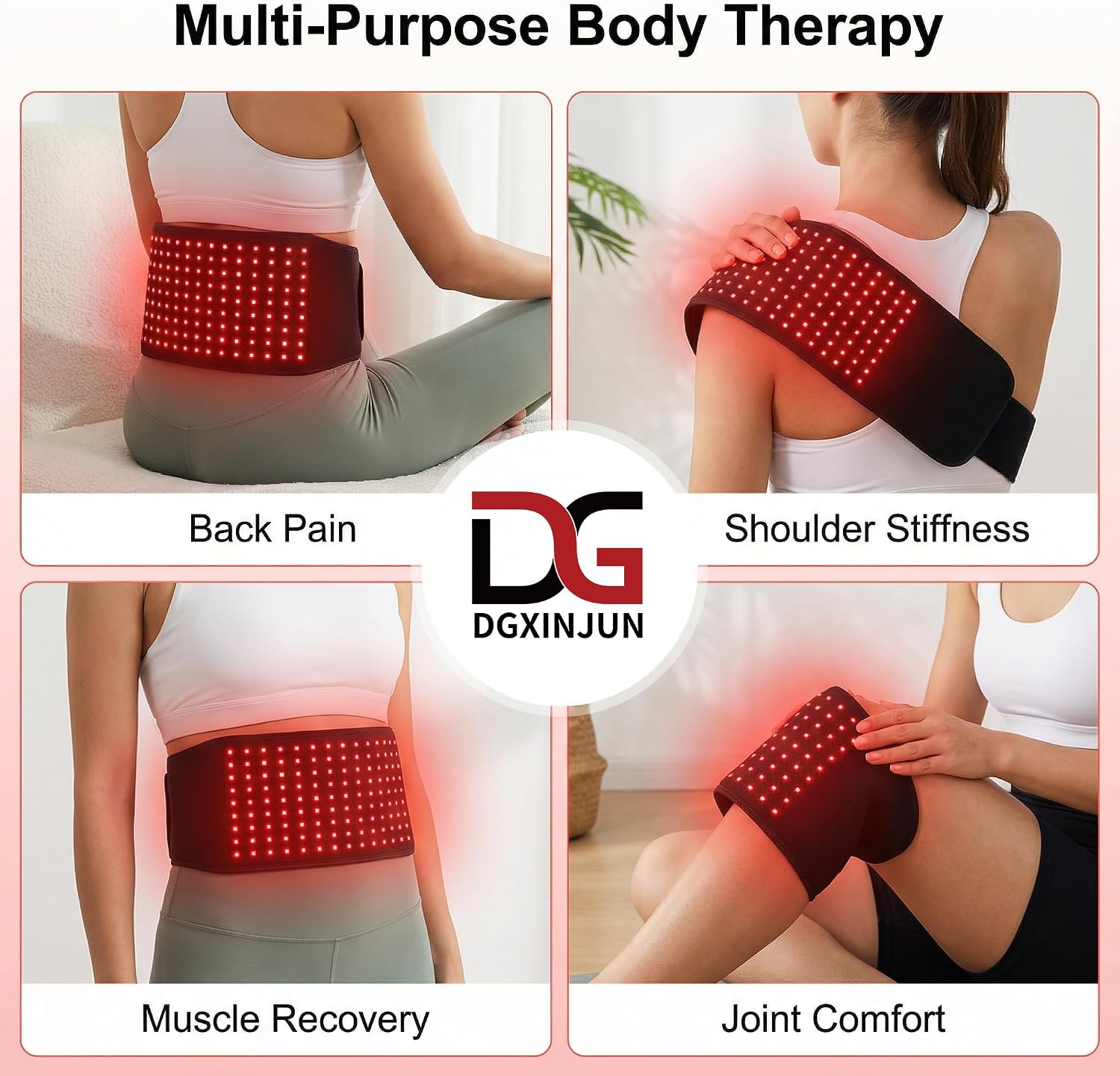 DGXINJUN Red Light Therapy Belt for Body, Infrared Light Therapy Wrap, Wearable Light Wrap for Lower Back Pain Relief Waist Belly Joint Muscle for Daily Comfort & Wellness Support