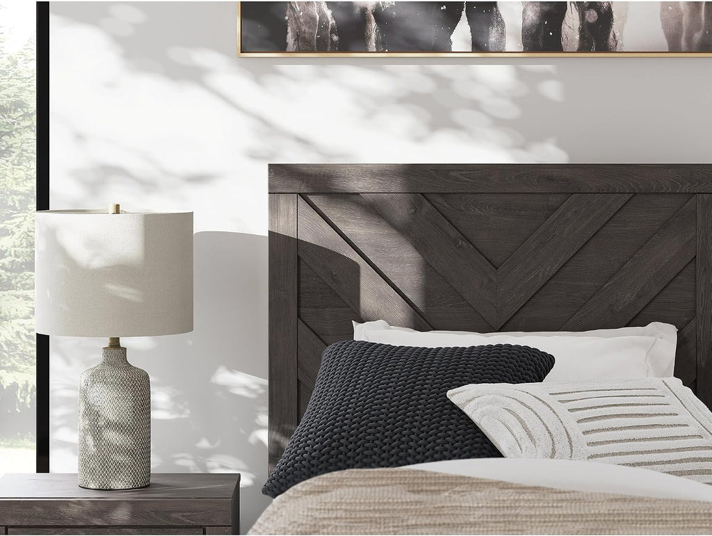Signature Design by Ashley Prendonea Farmhouse Twin Panel Bed, Foundation or Box Spring Needed, Gray