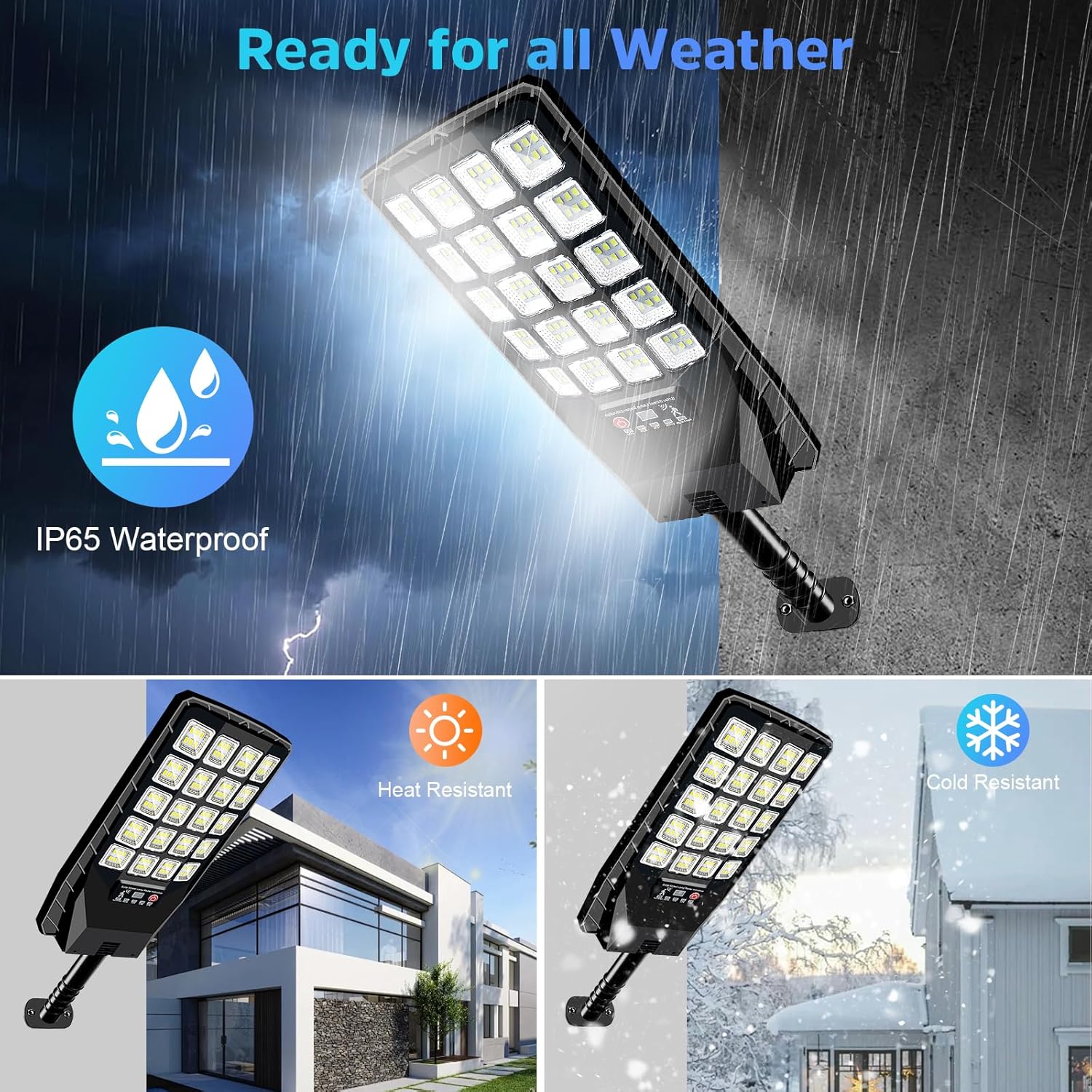 6 Pack Solar Street Lights Outdoor Waterproof, 6500K 20000LM Wide Angle Solar Powered Flood Light with Motion Sensor & Remote Control,Dusk to Dawn Commercial Solar Outdoor Light for Parking Lot