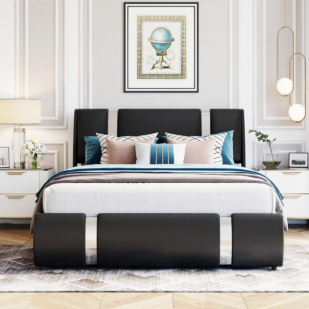 Queen Size Lift Up Storage Bed with Storage Ottoman, Queen Bed Frame with Tufted Headboard/Hydraulic Storage, 2-Pieces Queen Bedroom Sets, Easy Assembly, Pink(Black,Full)