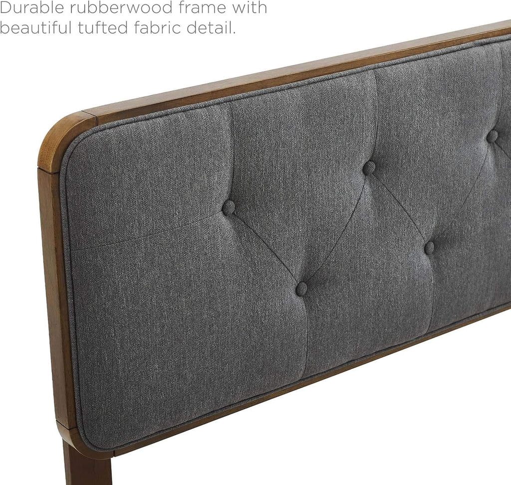 Modway Collins Tufted Twin Fabric and Wood Headboard in Walnut Charcoal