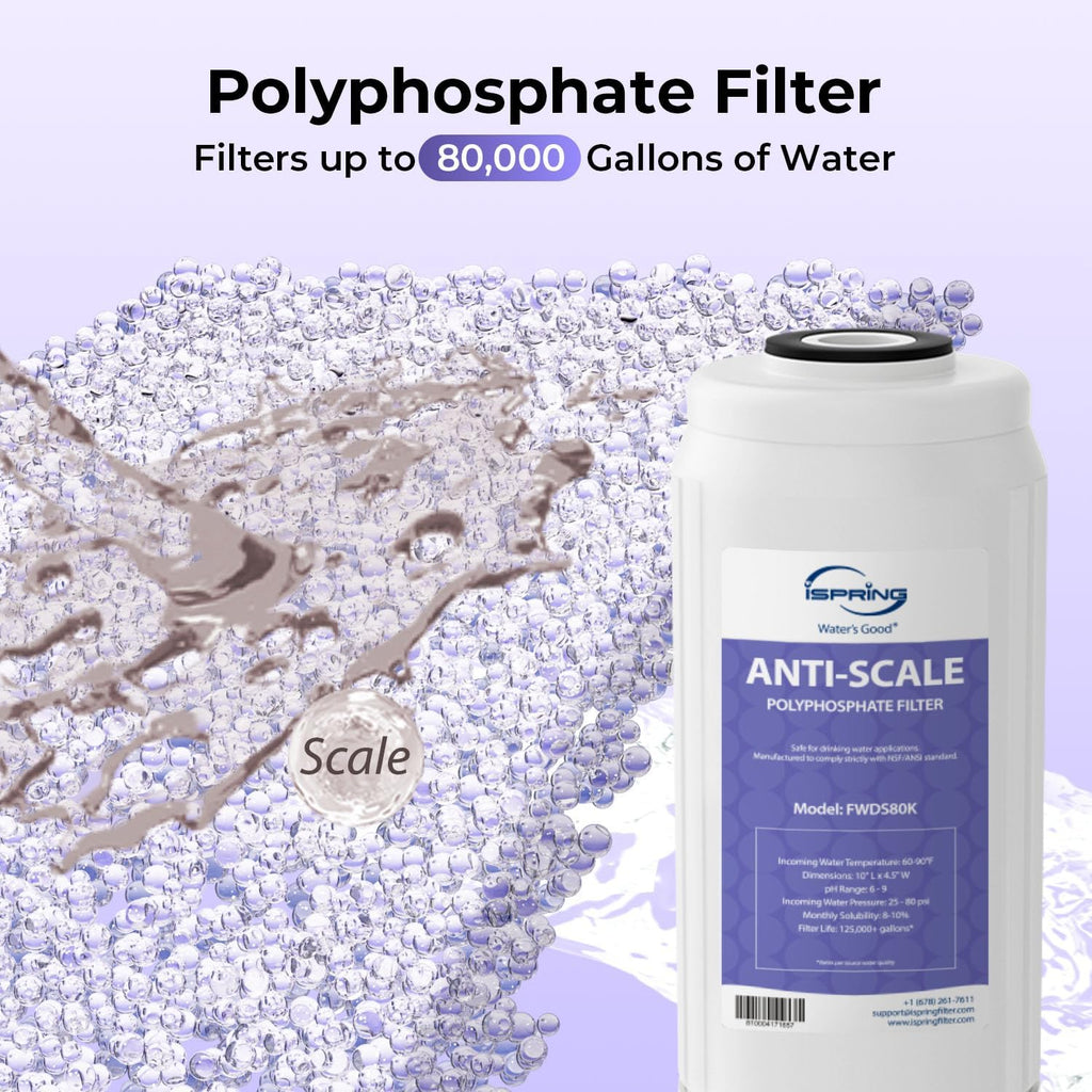 iSpring F2WGB21BDS Whole House 4.5'x10' Water Filtration CTO Carbon Block and Anti-Scale Polyfilter Water Filter Replacement Cartridge Pack Set for WGB21B-DS