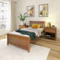 Plank+Beam Solid Wood Twin Bed Frame, Platform Bed with Headboard, Pecan