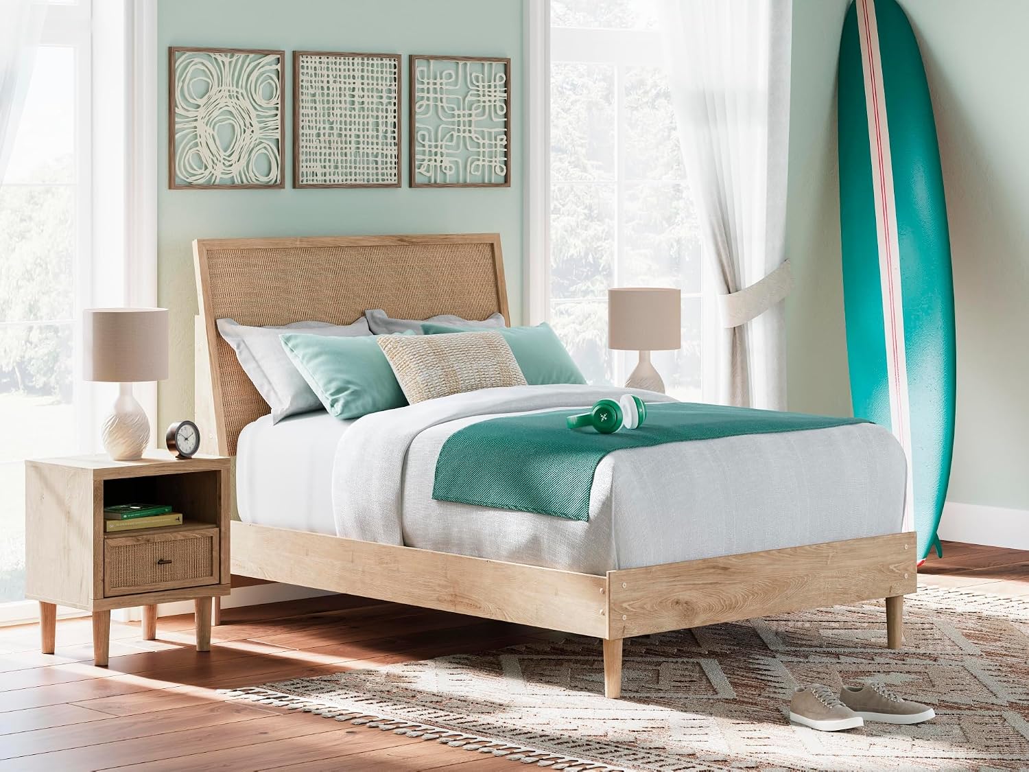 Signature Design by Ashley Cielden Contemporary Panel Headboard, Full, Beige
