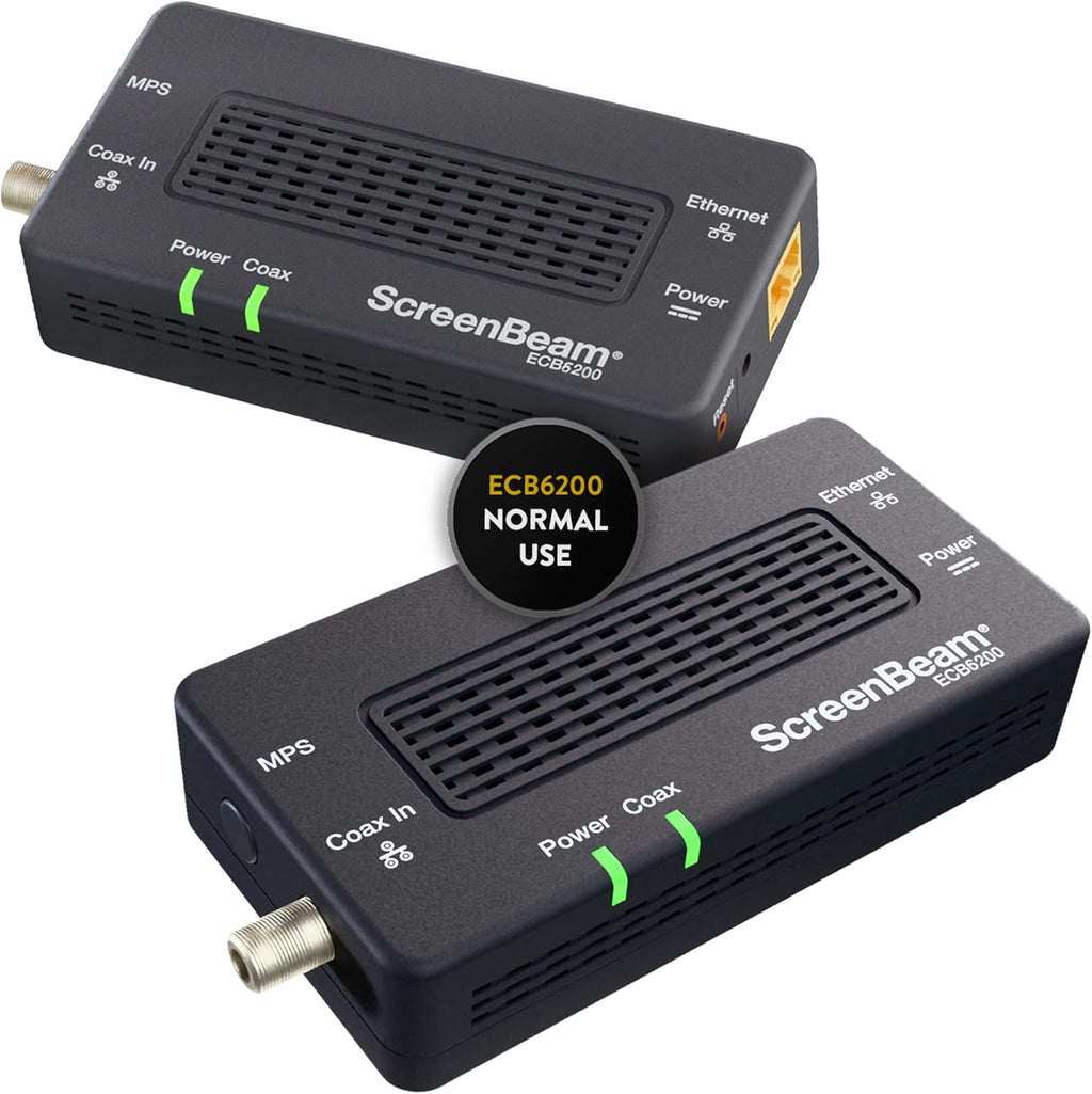 ScreenBeam Bonded MoCA 2.0 Network Adapter for High Speed Internet, Ethernet Over Coax - Starter Kit (Model: ECB6200K02)