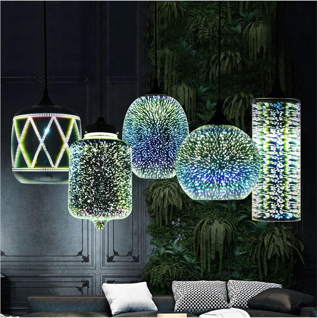 Chandelier, Nordic Colorful Glass Pendant Lights for Furniture Living Room Chandelier Decoration Modern 3D Shade Lamp Luminarias(B)