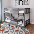 Max & Lily Twin Over Twin Low Bunk Bed with Ladder, Wooden Bunk beds with 14' Safety Guardrail for Kids,Toddlers, Boys, Girls, Teens, Bedroom Furniture, Grey