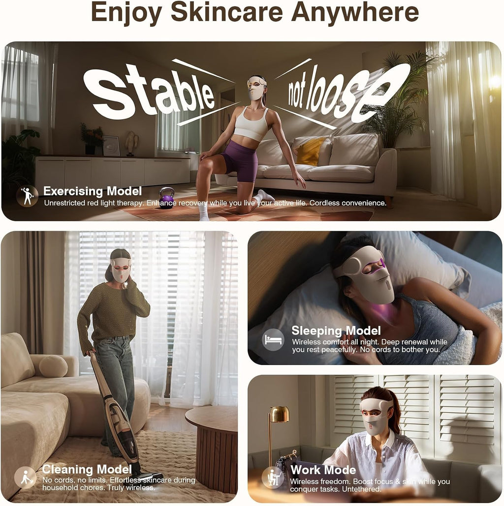 Red Light Therapy for Face, 9 Modes Wireless Face Mask Light Therapy, 850nm Infrared & Red Light Masks, 2500mAh Rechargeable, 3D Facial Fit, Light Therapy Skin Care At Home