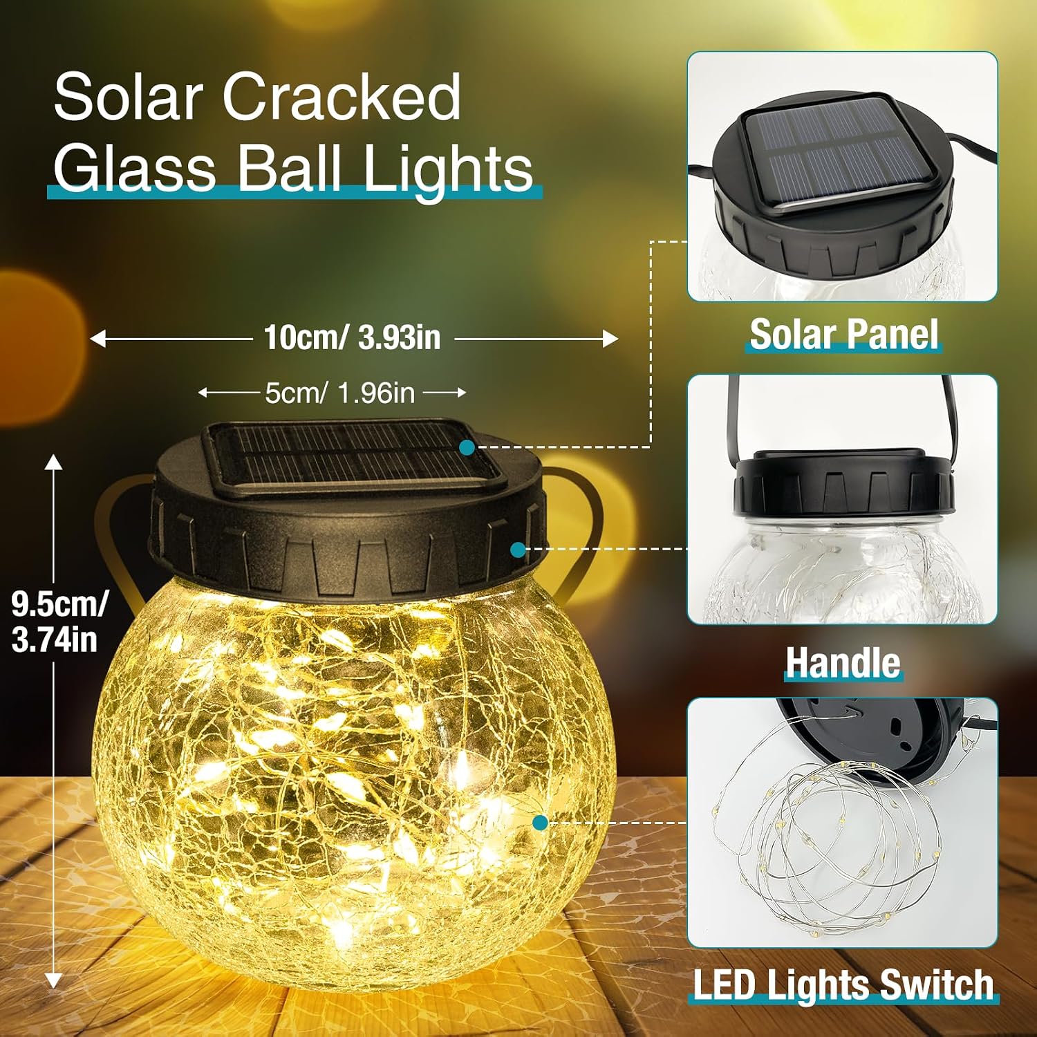 Kolpop Solar Lanterns Outdoor Waterproof 18 Pack, Hanging Solar Lights with 30 LED, Cracked Glass Hanging Globes for Garden Patio Fence Yard Christmas Tree Decoration, Warm White