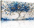 imjiayu Oversized Wall Art, Tree of Life Wall Art, Abstract Art Wall Decor, Blue and White Money Tree Canvas Prints, Modern Extra Large Pictures for Living Room Dining Room Office Hotel 29'x57'