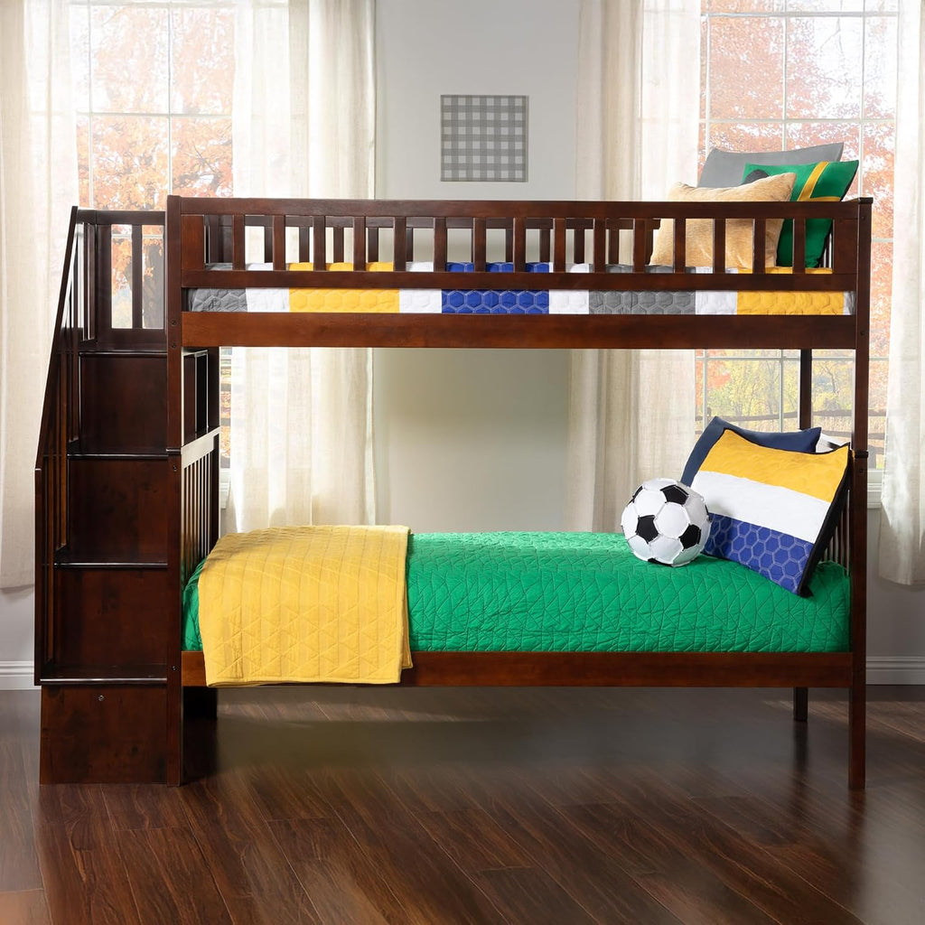 AFI, Woodland Staircase Bunk Bed Twin Over Twin, Walnut