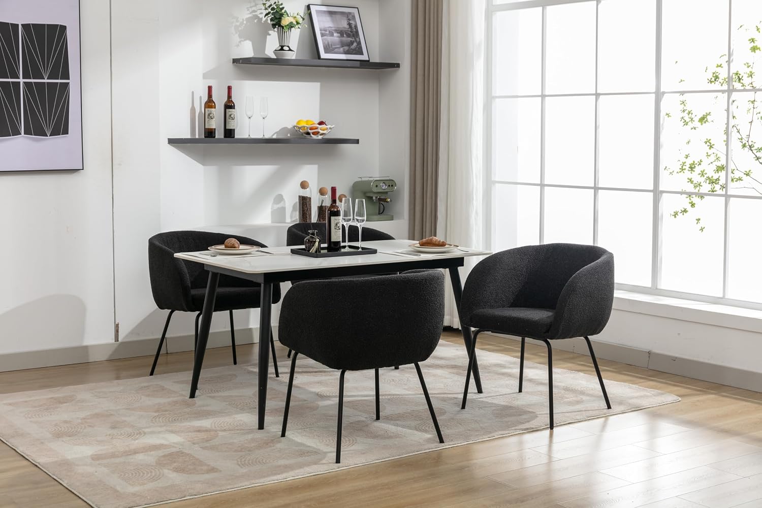 Luxury Velvet Dining Chairs with Swivel Function and Metal Legs Set of 2 (Grey + Black) Ideal for Living Room or Bedroom (Black+Black Legs Set of 2)