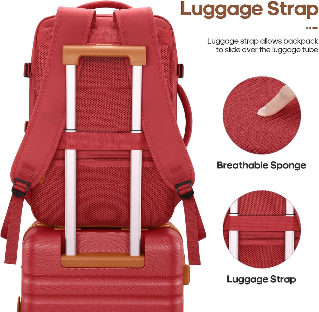 UKEIN Luggage Sets 3 Piece, PC Hardside Checked Luggage 28 Inch With Spinner Wheels with TSA Lock, Large Suitcase Set With Travel Backpack for Men (Red, 3 piece set (28inch))