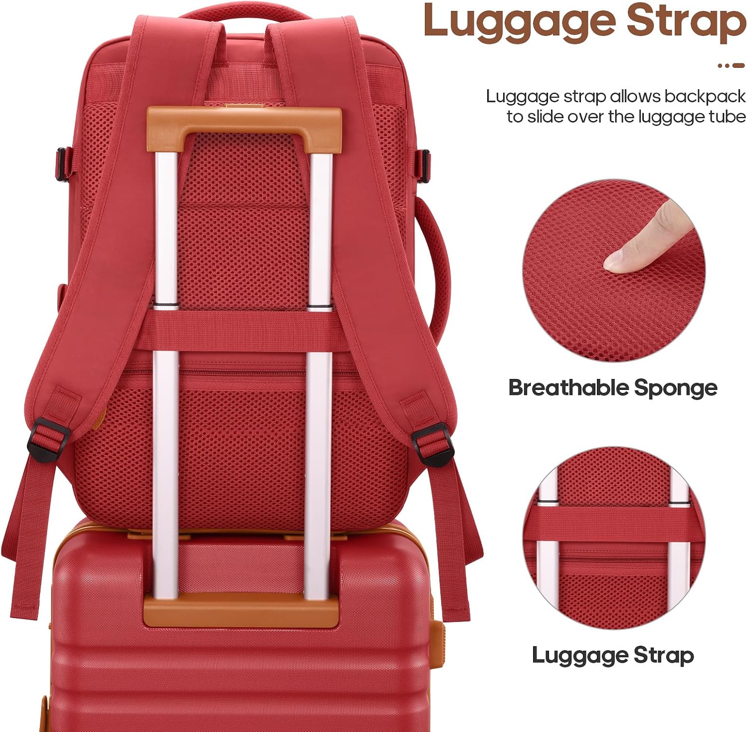 UKEIN Luggage Sets 3 Piece, PC Hardside Checked Luggage 28 Inch With Spinner Wheels with TSA Lock, Large Suitcase Set With Travel Backpack for Men (Red, 3 piece set (28inch))
