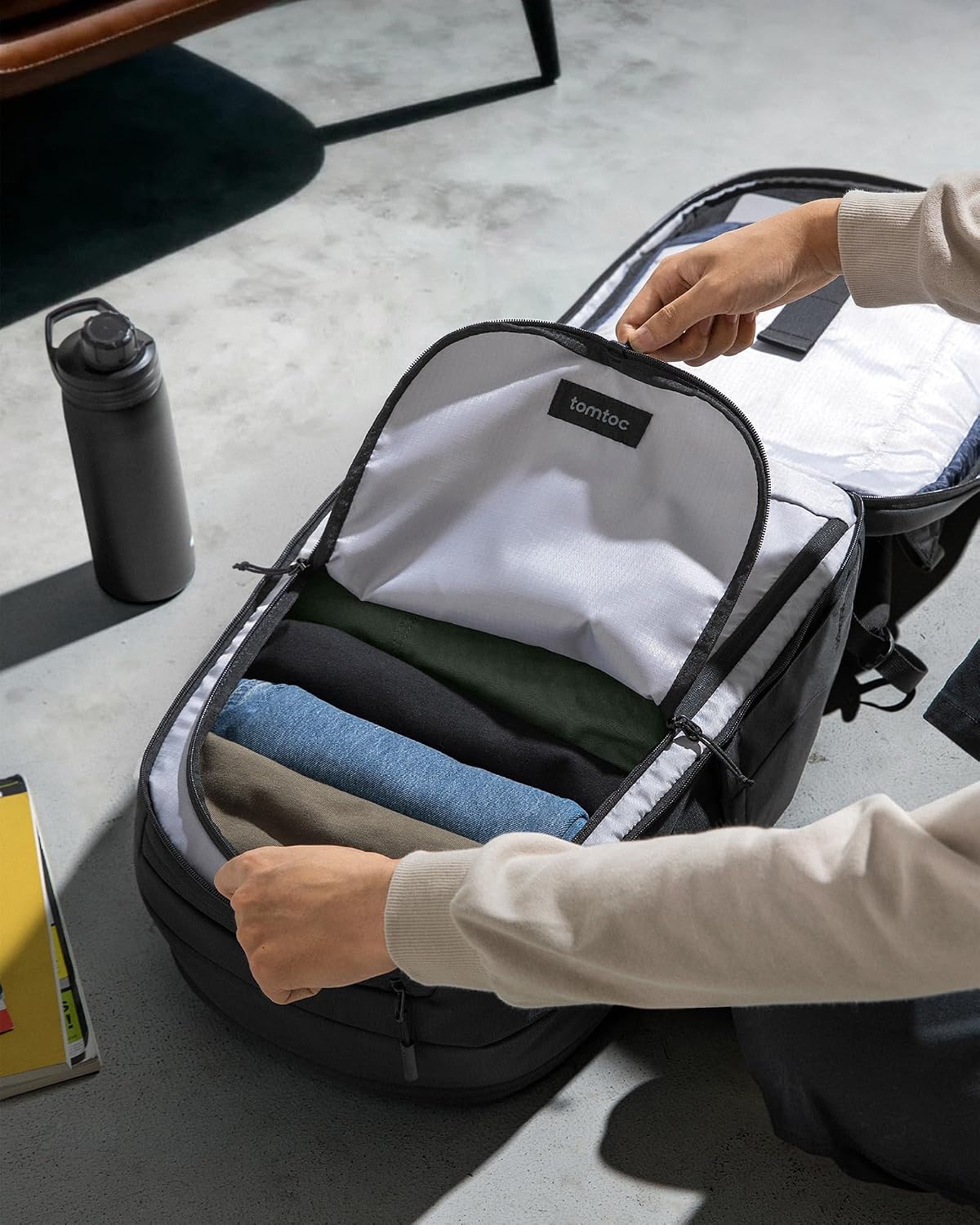 tomtoc Laptop Backpack 32L, Large Business Work Bag Fits 15.6-16 Inch Laptop, Water-Resistant Durable Computer Travel Backpack for Business Trip, Weekend Getaway