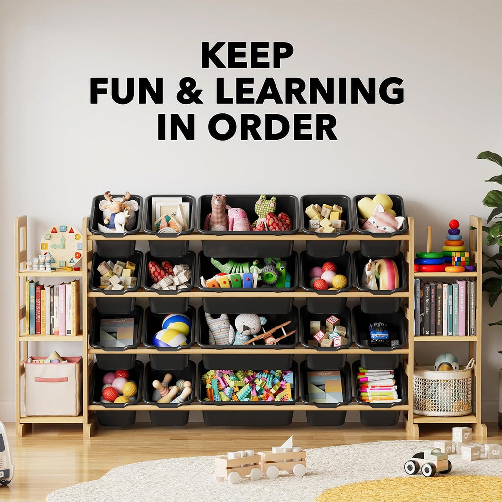 SpaceAid Toy Storage Organizer with 6 Shelves and 20 Bins, Toy Organizers Storage Bookshelf, Kids Bin Shelf Toys Box Bookcase for Bedroom Playroom Organization Room Decor, True Black
