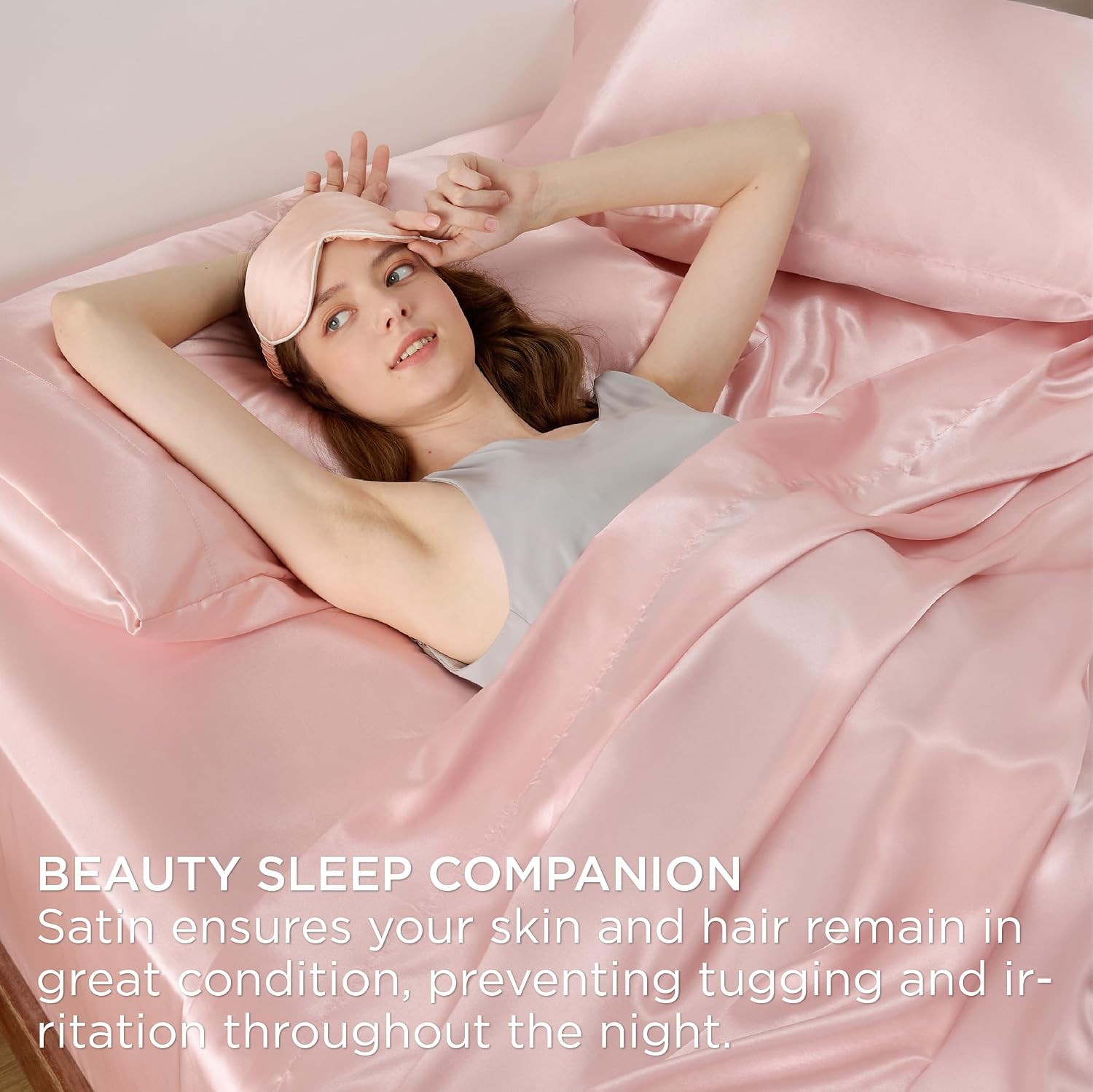 Twin XL Size 4-Piece Sheet Set Premium Mulberry Silk Bed Sheets Set Fits 14-16' Deep Pocket - Luxurious Soft Silk (Solid, Light Pink)