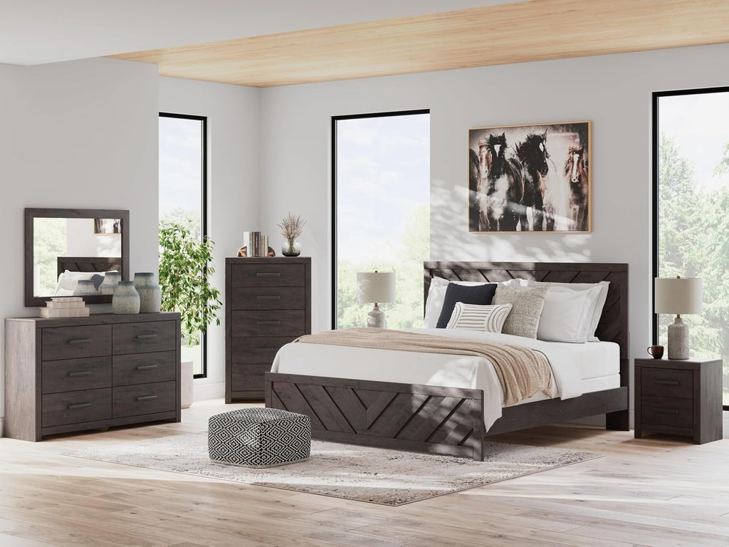 Signature Design by Ashley Prendonea Casual King Panel Bed, Foundation or Box Spring Needed, Gray