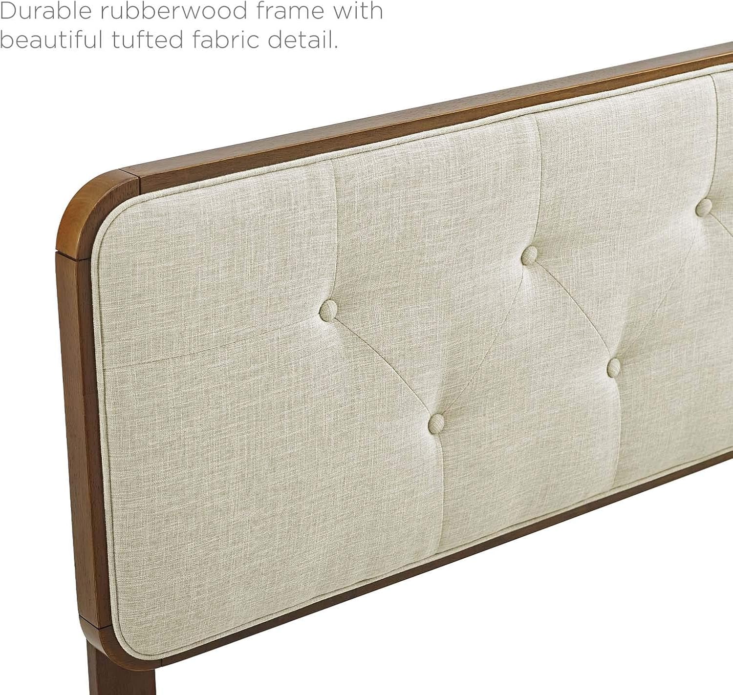 Modway MOD-6233-WAL-BEI Collins Tufted Full Fabric and Wood Headboard, Walnut Beige