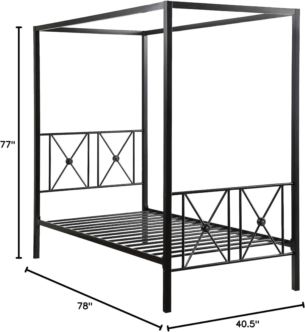 Homelegance Rapa Metal Canopy Bed, Twin, Black
