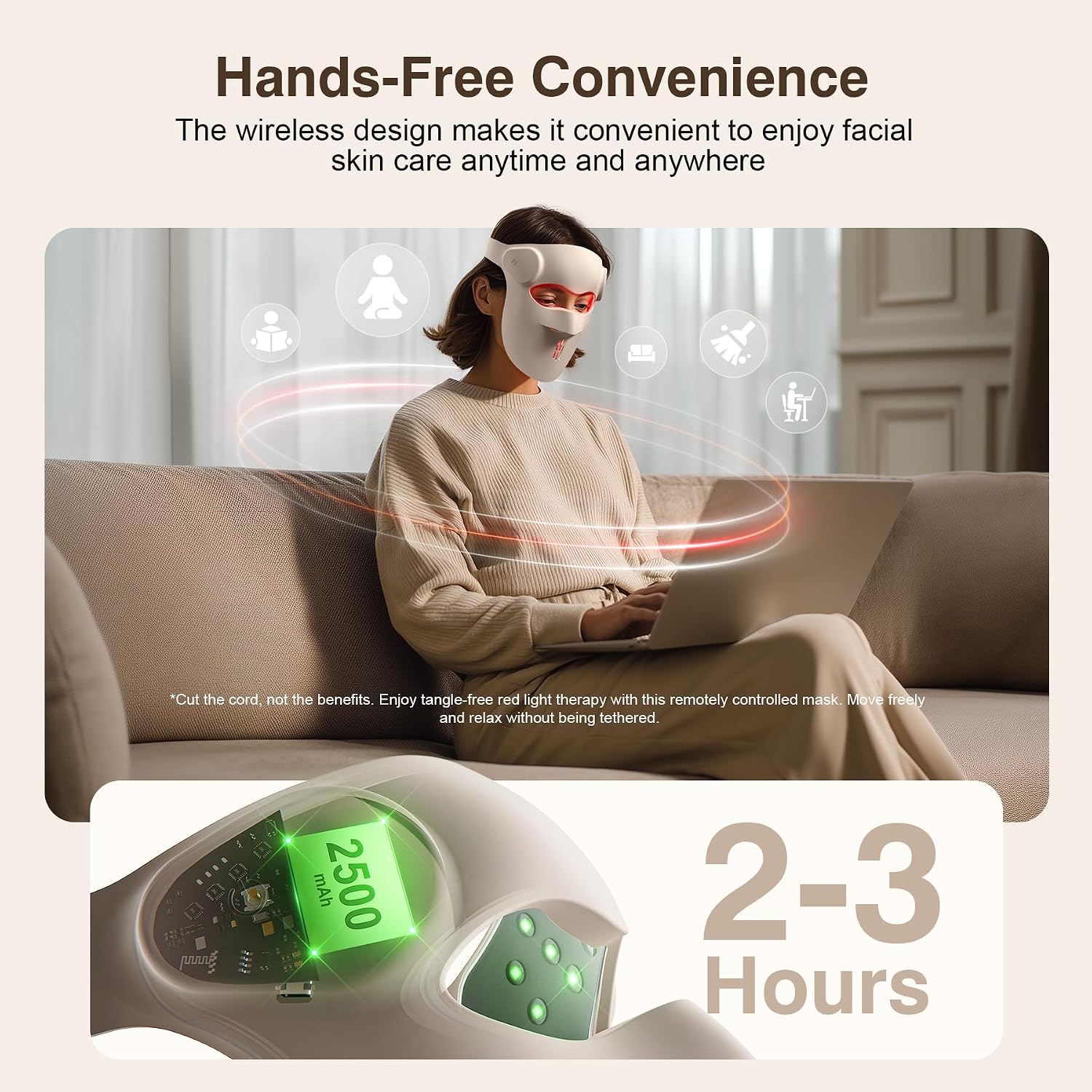 Red Light Therapy for Face, 9 Modes Wireless Face Mask Light Therapy, 850nm Infrared & Red Light Masks, 2500mAh Rechargeable, 3D Facial Fit, Light Therapy Skin Care At Home