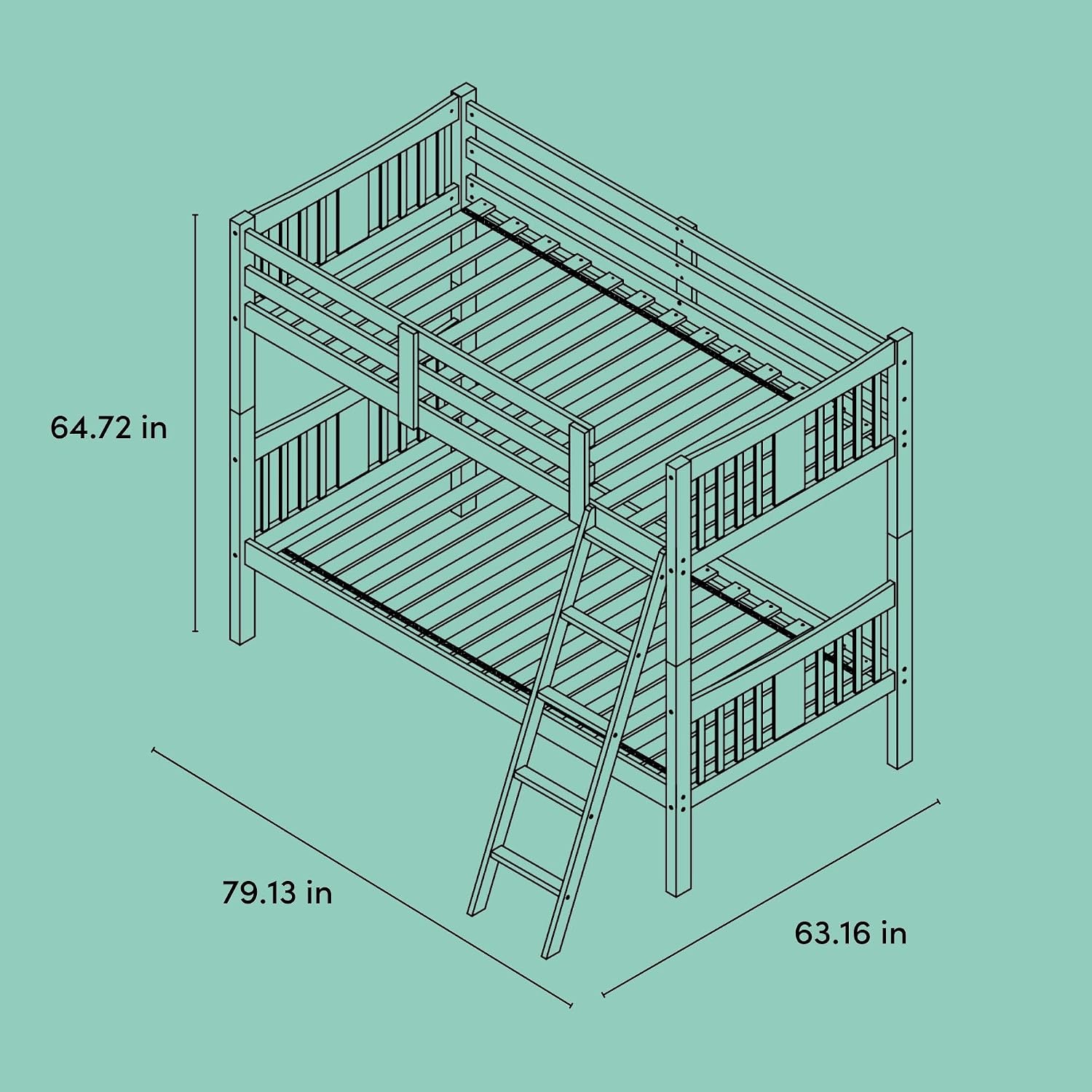 Storkcraft Caribou Bunk Bed Twin Over Twin Bunk Bed (Gray) - GREENGUARD Gold Certified, Twin Bunk Beds for Kids, Converts to 2 Individual Twin Beds, Bunk Beds for Kids