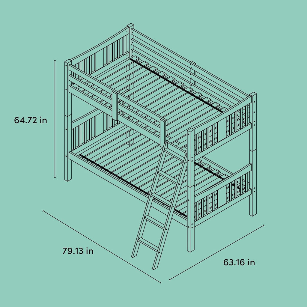 Storkcraft Caribou Bunk Bed Twin Over Twin Bunk Bed (Espresso) - GREENGUARD Gold Certified, Twin Bunk Beds for Kids, Converts to 2 Individual Twin Beds, Bunk Beds for Kids