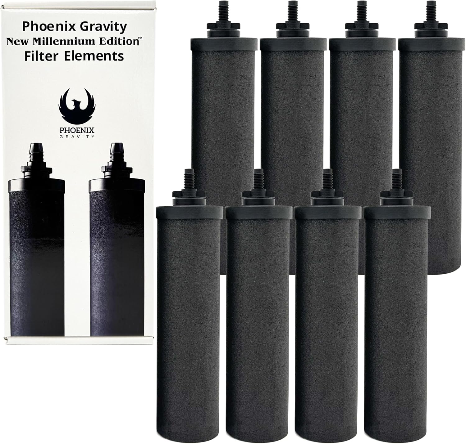 Berkey - Phoenix Gravity New Millennium Edition Water Filter Elements (Set of 8) - NMCL Endorsed Replacement in Lieu of Black Berkey Elements BB9-2