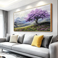 ZUITINGHUA Large Canvas Wall Art For Living Room Wood Framed Wall Decor For Bedroom Office Decorations Abstract Scenery Wall Paintings Purple Tree Pictures Artwork Aesthetic Home Mural 24x48 In