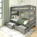 Max & Lily Modern Farmhouse Twin/Twin Bunk Bed with Storage Drawers, Driftwood