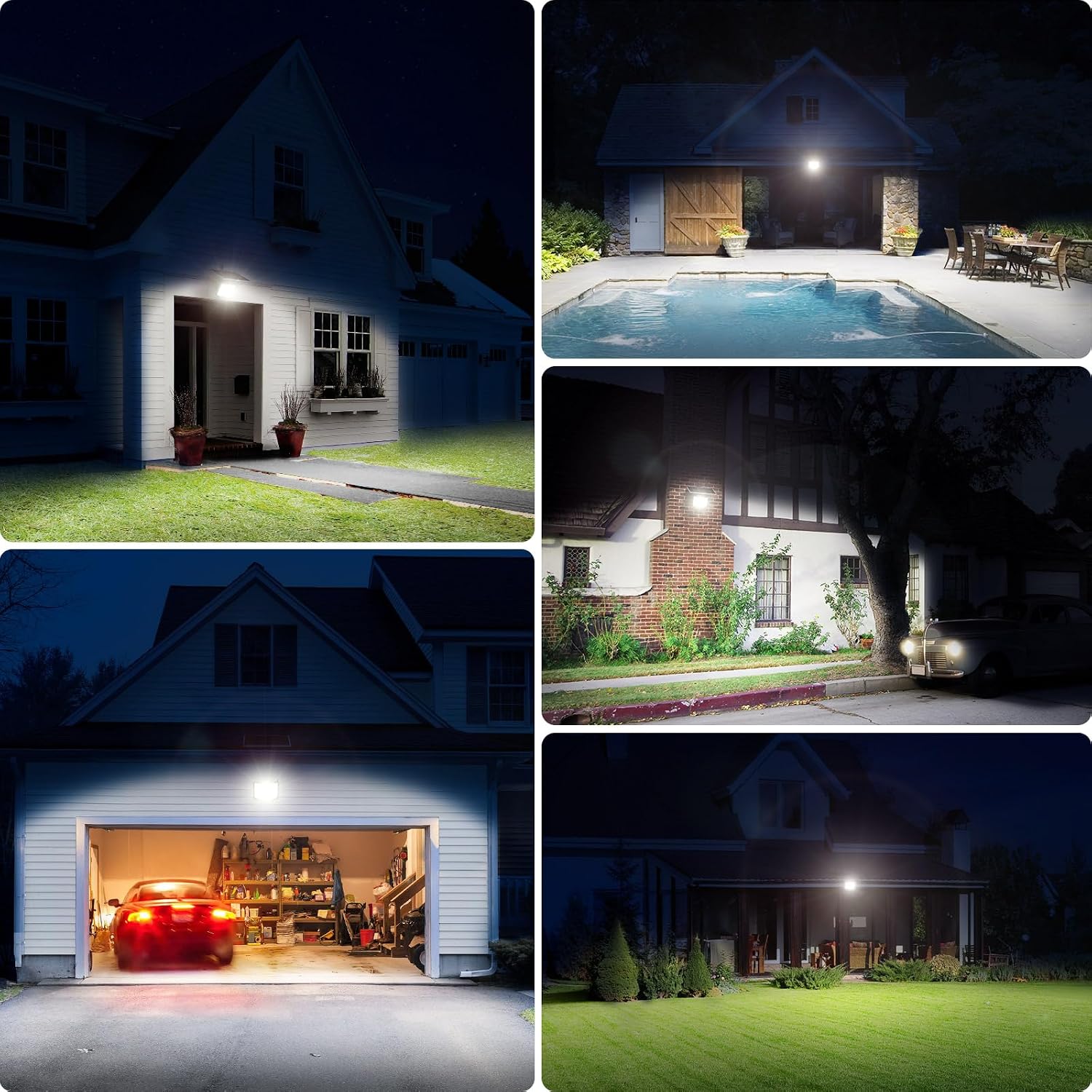 intelamp Solar Flood Lights Outdoor Waterproof, 20000mAh 2000LM Floodlight Exterior with Remote 16.4 FT Cable, 2-12H Timer Dusk to Dawn Security Spots Lighting Outside for Garden Pathway (Pack of 2)