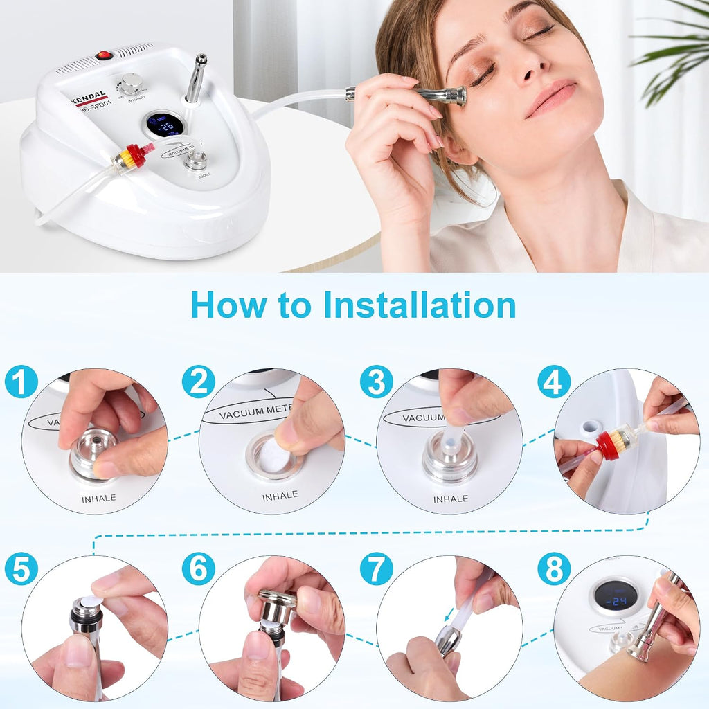 Kendal Professional Diamond Microdermabrasion Machine, Dermabrasion Facial Skin Care Equipment with LED Real Time Digital Display Also Good for Home Use 110v-220V HB-SFD01