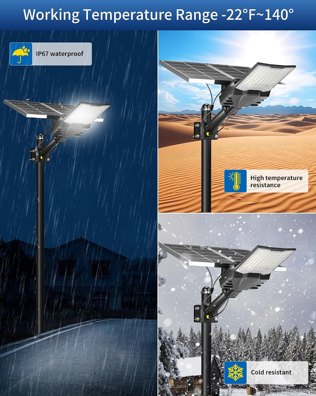 Ofuray OL-10000W Solar Street Lights Outdoor,Ultra High Power Solar Security Flood Lights Parking Lot Lights Commercial Dusk to Dawn,IP67 6500k Led with Remote for Street,Court,Barn