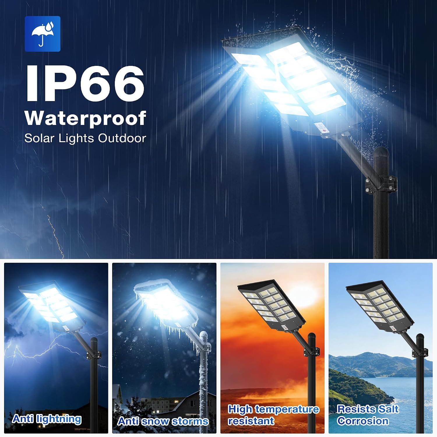 WYWNA 9000W Solar Street Light Outdoor, 8000K Motion Sensor Solar Lights with Remote, IP66 Waterproof Security Light, 350° Wide Angle, Dusk to Dawn for Parking Lot Yard Farm (2)