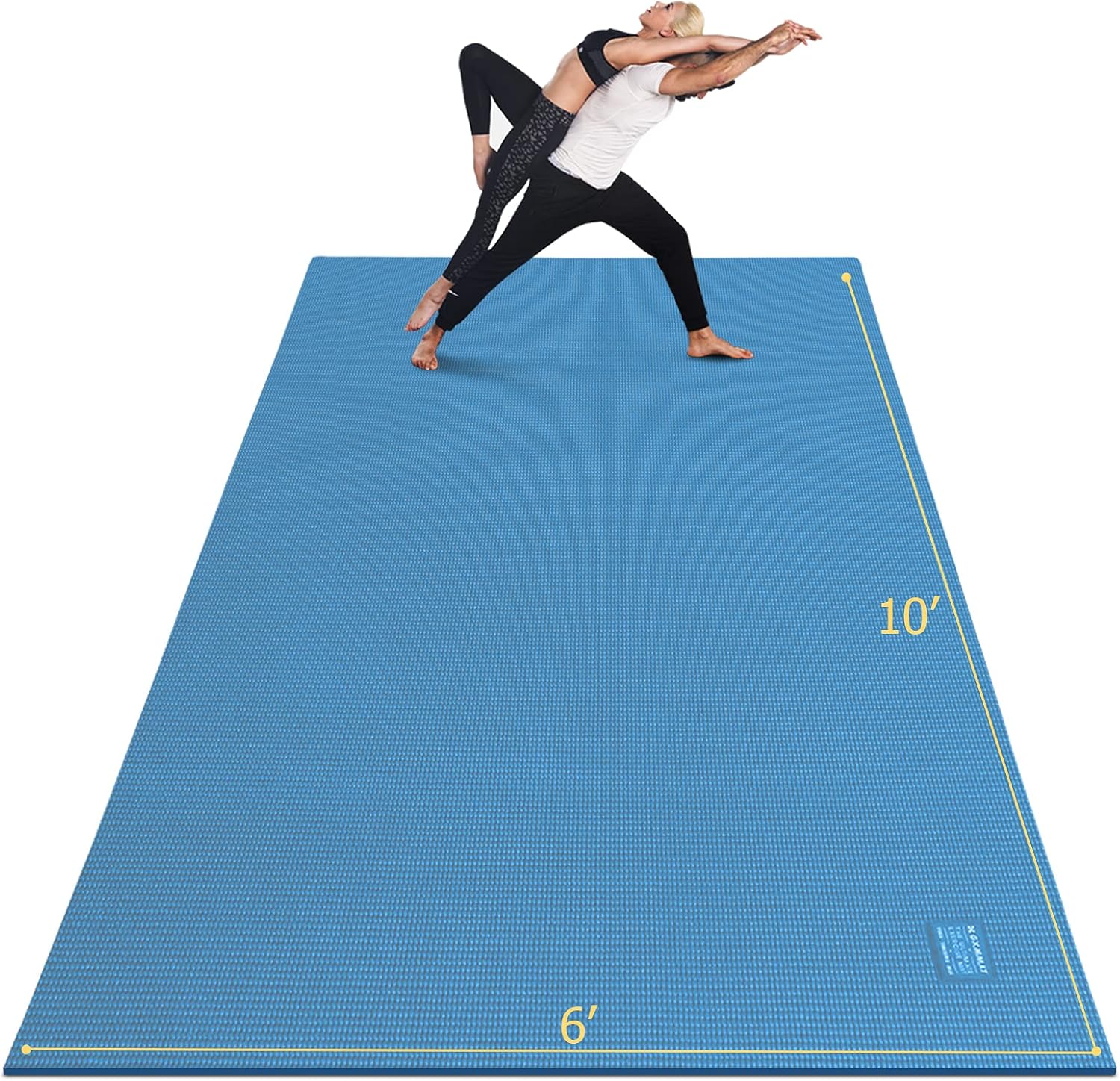 GXMMAT Large Yoga Mat 12'x6'/10'x6'/6'x8'(7mm), Extra Thick Workout Mats for Home Gym Flooring, Ultra Comfortable Non-Slip Quick Resilient Barefoot Wide Exercise Mat for Pilates, Stretching,Meditation