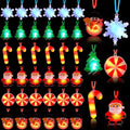 Sumind 200 Pcs Light up Christmas Bulb Necklaces Xmas LED Necklaces Santa Claus Lights Necklace Party Favors Christmas Tree Snowman Snowflake Candy Decorations