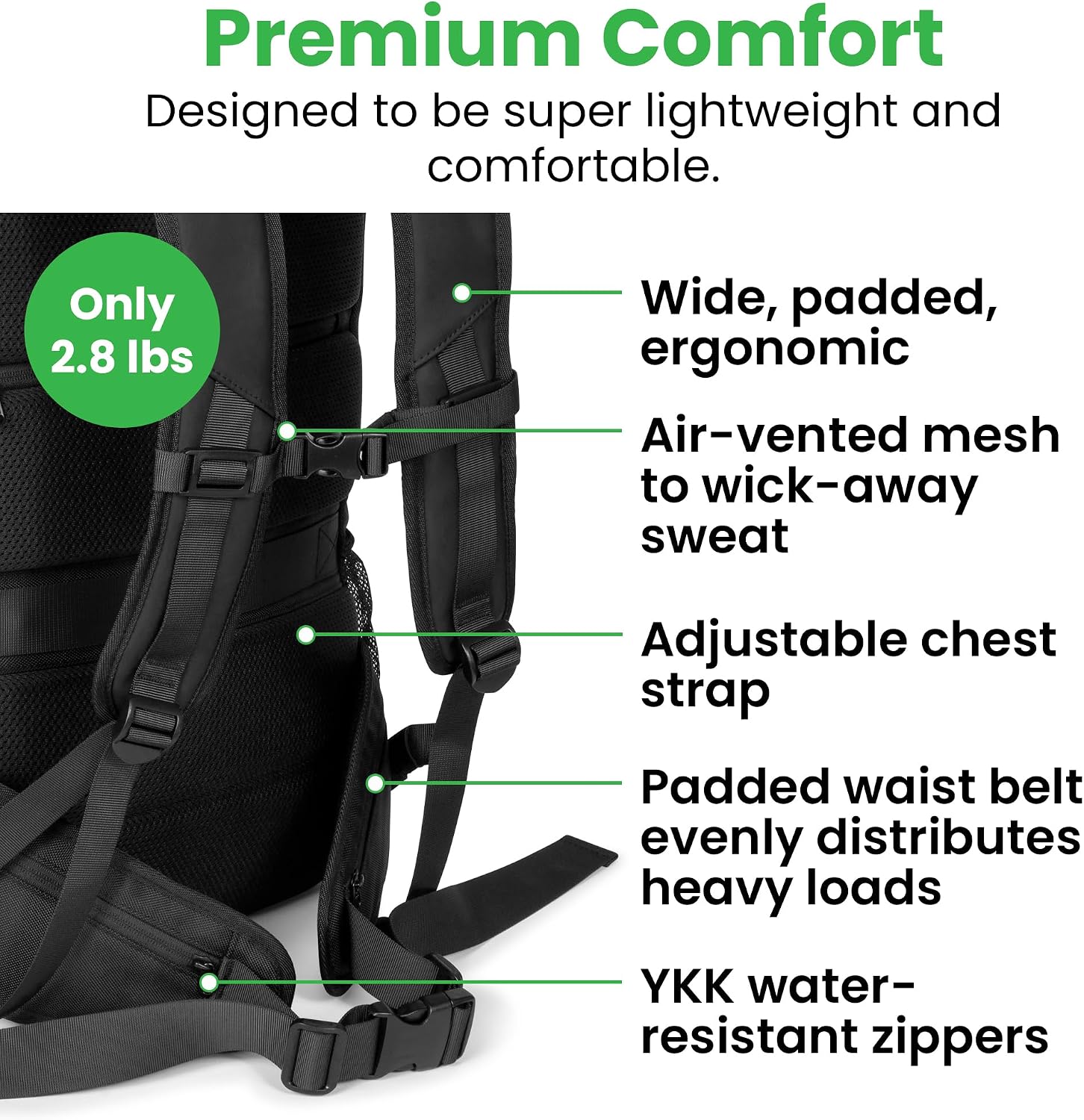 COR Surf Travel Backpack Carry On Backpack for Airplanes - Travel Backpack with Clamshell Design The Island Hopper - 40L Black
