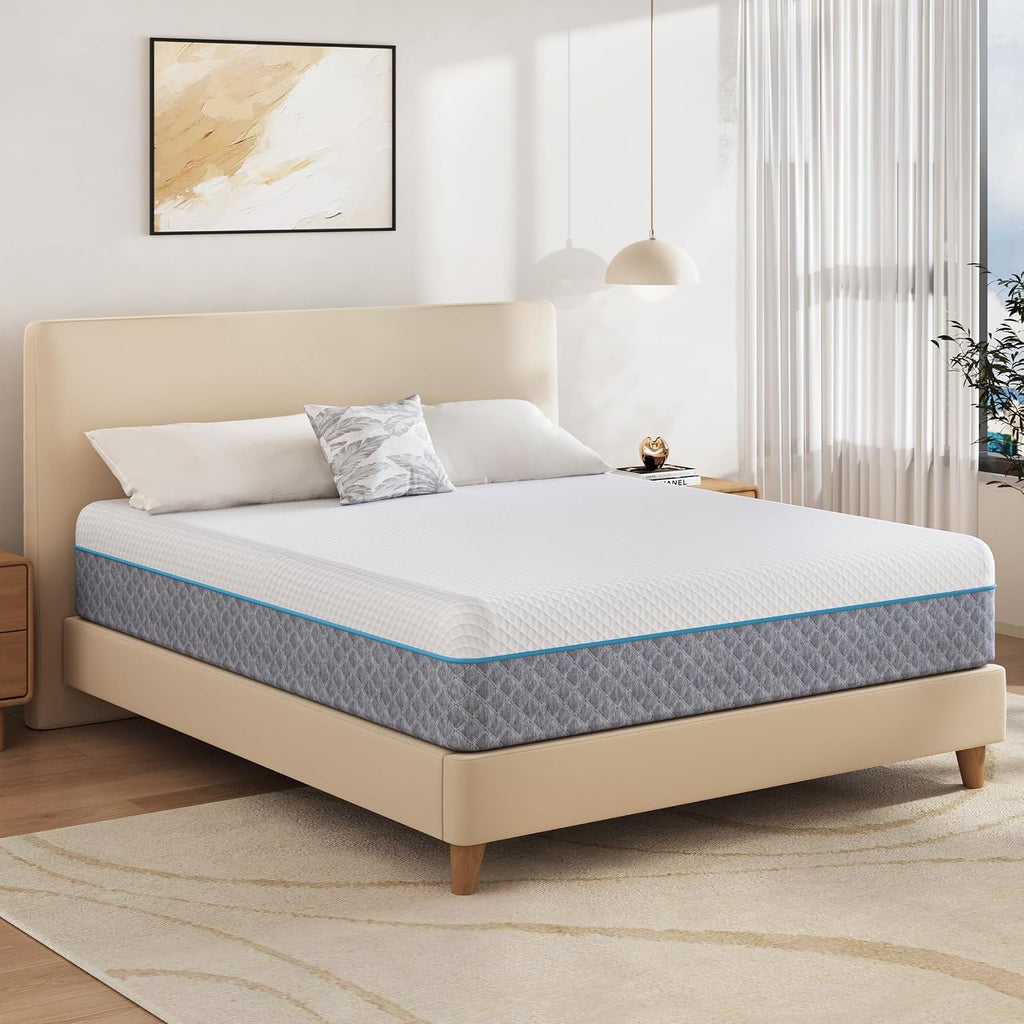 MLILY 14 Inch California King Memory Foam Mattress, Fiberglass Free Mattress Bed in a Box, Gel Medium Firm Mattress, CertiPUR-US Certified, 72'x84'x14', White