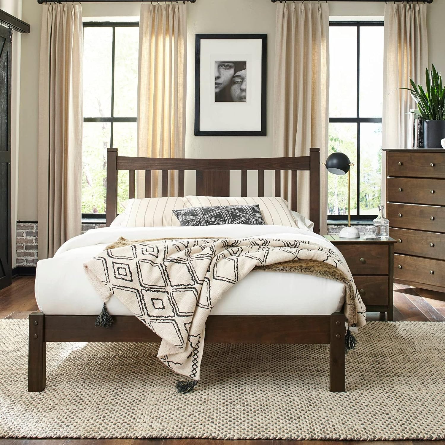 Grain Wood Furniture Shaker Solid Wood Slat Bed (Expresso, Queen)