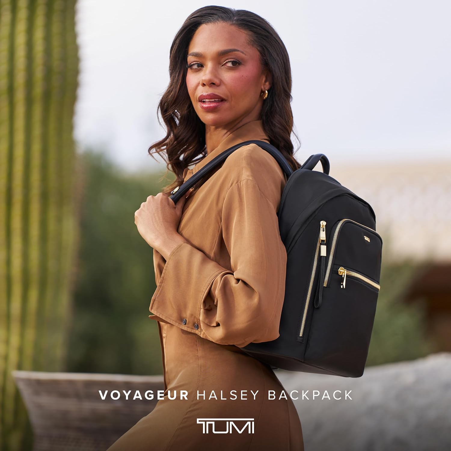 TUMI - Voyageur Halsey Backpack - Travel Backpack - For Business, Fashion, Commute - Holds Up to 14' Screens - Black & Gold