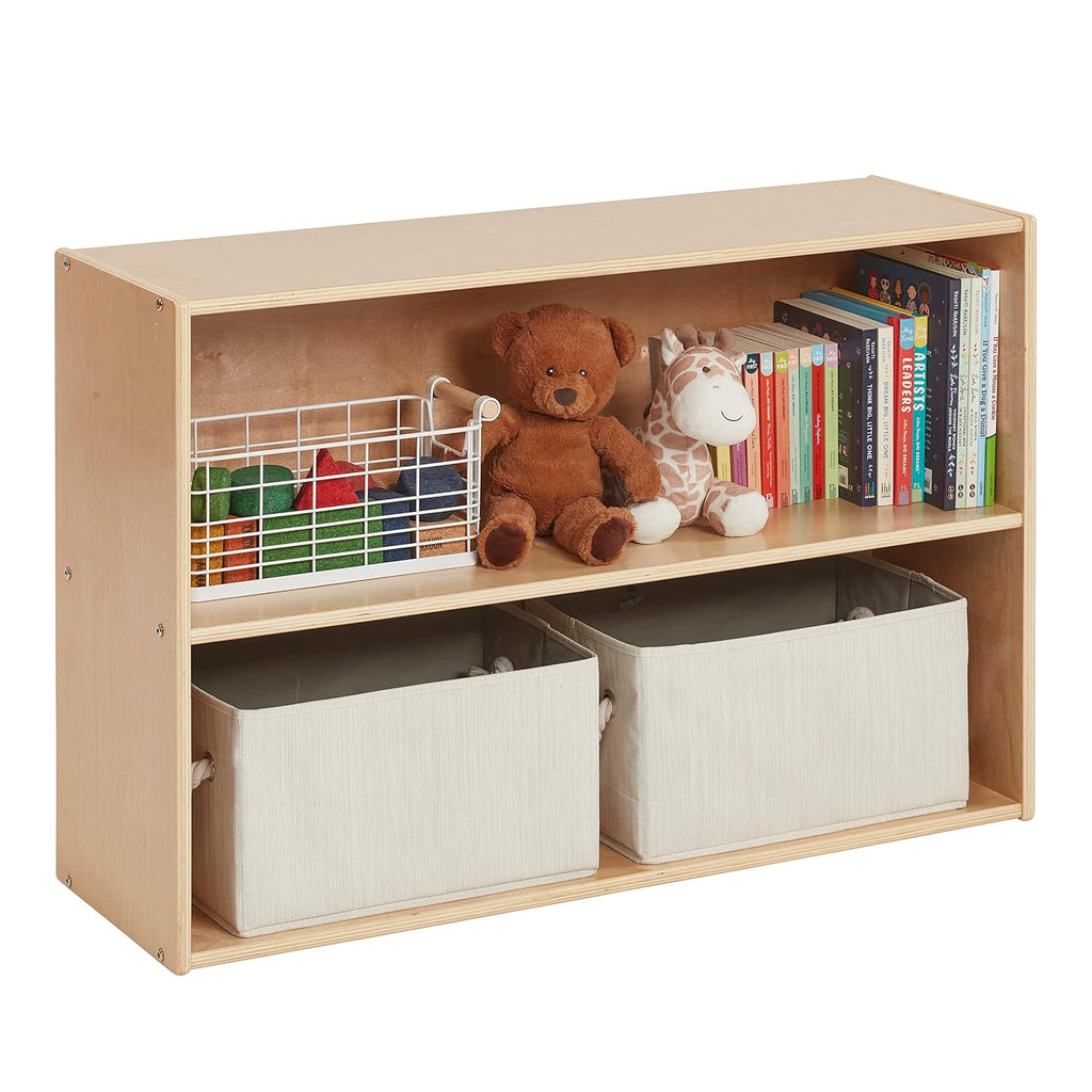 ECR4Kids Streamline 2-Shelf Single-Sided Storage Cabinet, 24in, Classroom Furniture, Natural