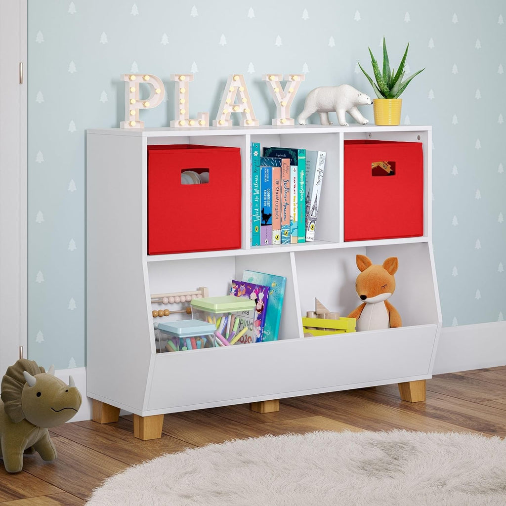 RiverRidge Catch-All Kids Toy Storage Organizer with 3 Cubbies and 2 Storage Bin Compartments