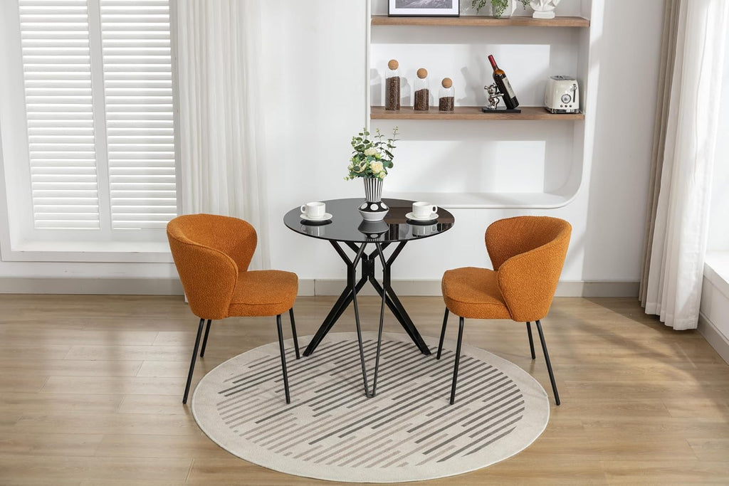 Luxury Velvet Dining Chairs with Swivel Function and Metal Legs Set of 2 (Grey + Black) Ideal for Living Room or Bedroom (Orange Set of 2)