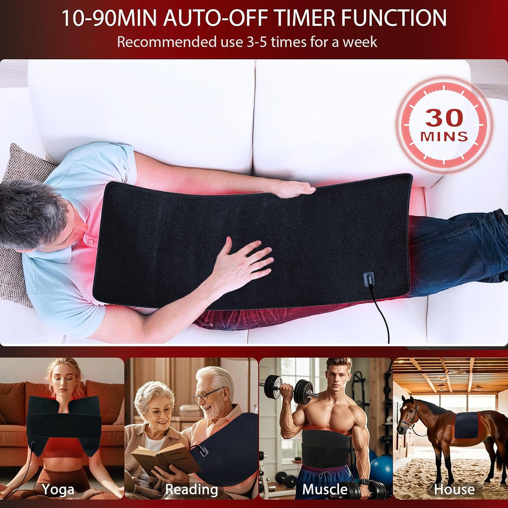 bonodave Red Infrared Light Therapy Mat for Body, 31.75' x 11.5' Red Light Pad Upgraded 3 Chips in 1 Beads 360pcs LEDs 660nm 850nm RLT Device for Body Back Shoulder Knee Joint Pain Relief, Ideal Gift